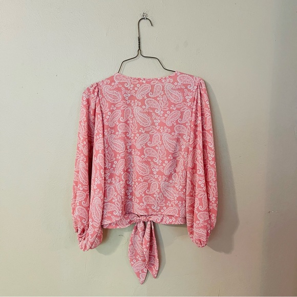 NWT Pink Tie Front Blouse - Picture 6 of 7